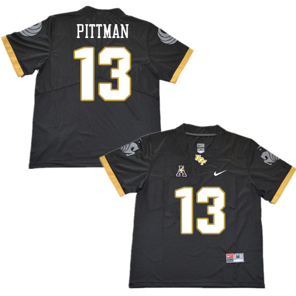 Men #13 Randy Pittman UCF Knights College Football Jerseys Stitched Sale-Black - Click Image to Close